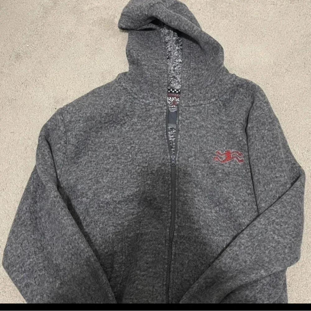 Gray Zip-Up Hoodie with Logo